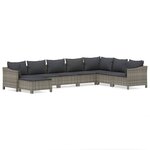 vidaXL Salon de jardin 8 Pièces avec coussins Gris Résine tressée