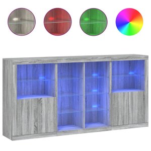 vidaXL Buffet avec lumières LED sonoma gris 202x37x100 cm