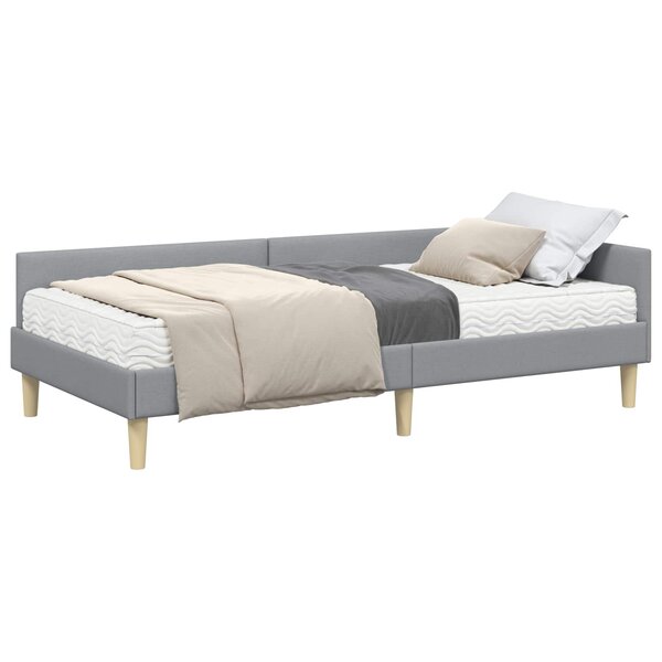 vidaXL Cadre de lit d'angle avec matelas 2 pc Gris clair 100 x 200 cm