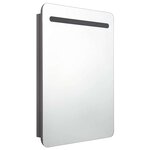 vidaXL Armoire de salle de bain à miroir LED gris brillant 60x11x80 cm
