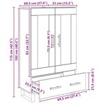 vidaXL Haut Armoire Chêne noir 69 5 x 31 x 115 cm Bois d'ingénierie