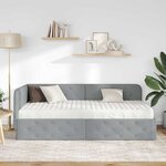 vidaXL Cadre de lit d'angle avec matelas Gris clair 90 x 200 cm tissu