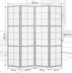 Paravent Shoji gris 4 panneaux en bois  Séparateur de pièce pliable