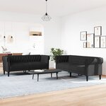 vidaXL Ensemble de canapés 2 Pièces noir tissu