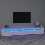 vidaXL Meuble TV avec lumières LED Blanc 270x35x40 cm