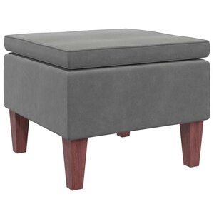 vidaXL Tabouret avec pieds en bois Gris foncé Velours