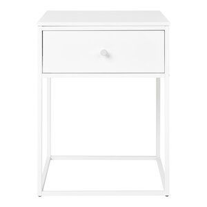 Table d'appoint 1 tiroir blanc cadre blanc 40 x 40 x 55 cm