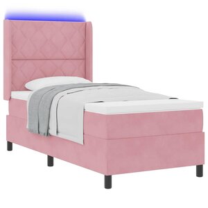 vidaXL Lit à ressorts avec matelas avec LED Rose 90 x 200 cm Velours