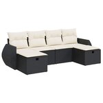 vidaXL Salon de jardin 6 Pièces avec coussins noir résine tressée