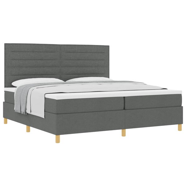 vidaXL Lit à ressorts avec matelas Gris foncé 200 x 200 cm tissu