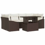 vidaXL Ensemble de canapé de jardin avec coussin 7 Pièces Marron et crème