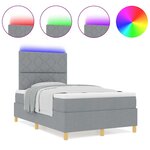 vidaXL Lit à sommier avec matelas et LED Gris clair 120x200 cm Tissu