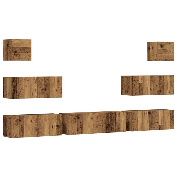vidaXL Ensemble de meuble TV mural 7 Pièces vieux bois bois d'ingénierie