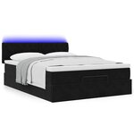 vidaXL Cadre de lit ottoman avec matelas noir 140x190 cm velours