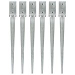 vidaXL Piquets au sol 6 Pièces Argenté 7x7x75 cm Acier galvanisé