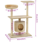 vidaXL Arbre à chat avec griffoirs en sisal 95 cm Beige