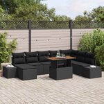vidaXL Ensemble de canapé de jardin 9 Pièces Noir Poly rotin