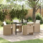 vidaXL Ensemble de salle à manger pour jardin 5 Pièces Beige Poly rotin