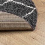 vidaXL Tapis shaggy à poils longs moderne noir et crème Ø 120 cm