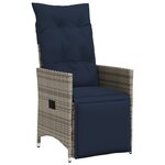 Ensemble de Salle à Manger de Jardin 3 Pièces avec Coussins Gris Poly Rattan