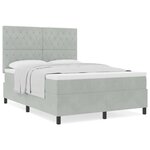 Lit à ressort vidaXL avec matelas gris clair 160x200 cm en velours