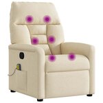 vidaXL Fauteuil de massage inclinable Crème Tissu