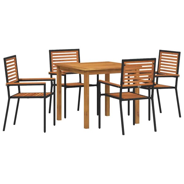 vidaXL Ensemble de salle à manger pour jardin 5 Pièces Noir Poly rotin