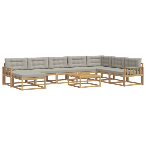 vidaXL Ensemble de canapés d'extérieur 9 pc Blanc et gris clair