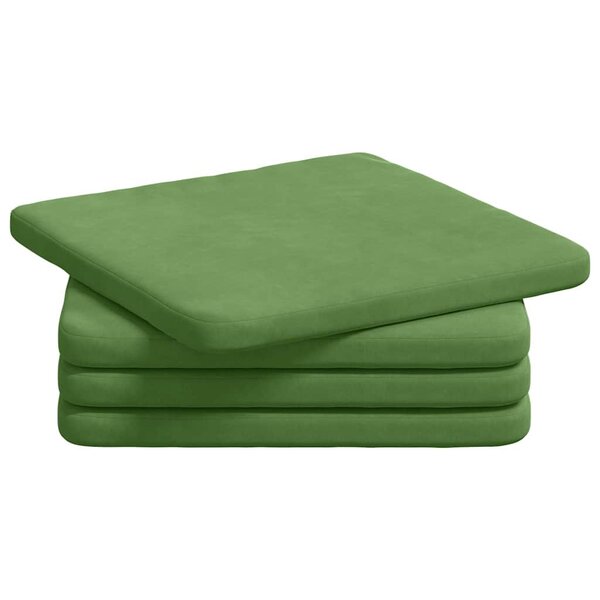 vidaXL Coussins de siège 4 pc Velours Vert clair 40 x 40 x 3 cm