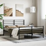 vidaXL Cadre de lit métal avec tête de lit/pied de lit noir 120x200 cm