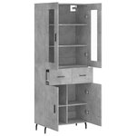 vidaXL Buffet haut Gris béton 69 5x34x180 cm Bois d'ingénierie