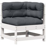 vidaXL Salon de jardin 7 Pièces avec coussins blanc bois de pin massif