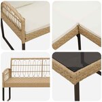 vidaXL Ensemble de canapé de jardin avec coussin 2 Pièces Naturel