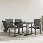 vidaXL Set de 4 fauteuils de jardin noirs avec coussins