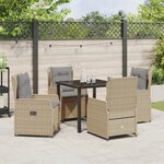 Ensemble de salle à manger de jardin vidaXL 5 pièces Beige Rotin Poly