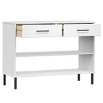 vidaXL Armoire console avec pieds en métal Blanc Bois pin massif OSLO