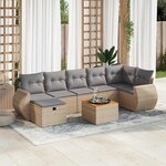 vidaXL Salon de jardin avec coussins 8 Pièces beige résine tressée