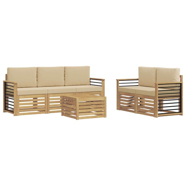 vidaXL Ensemble de canapés d'extérieur 6 pc Blanc et Beige Polyester