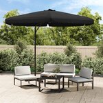 vidaXL Parasol de jardin avec mât en acier 300 cm Noir