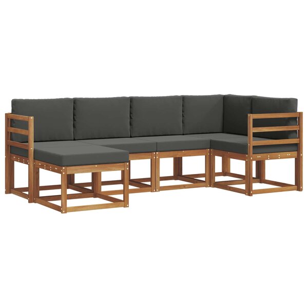 vidaXL Ensemble de canapés d'extérieur 6 Pièces Naturel et Anthracite