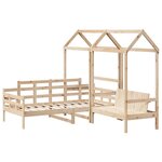 vidaXL Ensemble de lit de jour et de banc et toit 90x200 cm pin massif