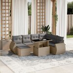 vidaXL Salon de jardin avec coussins 8 Pièces beige résine tressée
