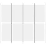 vidaXL Cloison de séparation 4 panneaux Blanc 200x180 cm Tissu