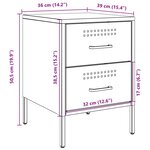 vidaXL Tables de chevet 2 Pièces jaune moutarde 36x39x50 5 cm acier