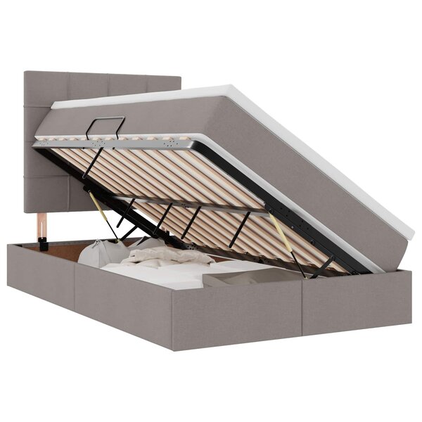 vidaXL Lit avec rangement et matelas Taupe 120 x 200 cm Polyester