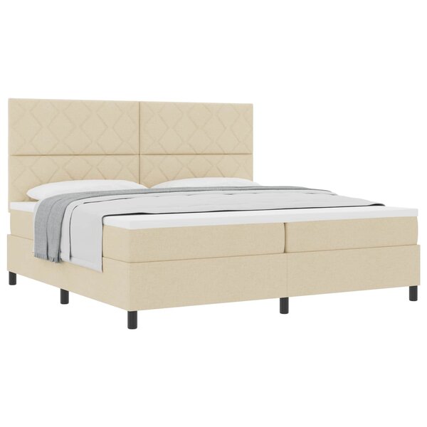 vidaXL Lit à ressorts avec matelas Crème 200 x 200 cm tissu