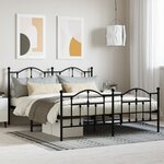 vidaXL Cadre de lit métal avec tête de lit/pied de lit noir 180x200 cm