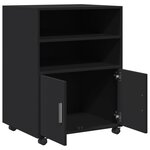 vidaXL Armoire à roulettes noir 60x48x81 cm bois d'ingénierie