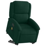 vidaXL Fauteuil inclinable de massage électrique vert foncé velours