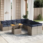 vidaXL Salon de jardin 11 Pièces avec coussins gris résine tressée